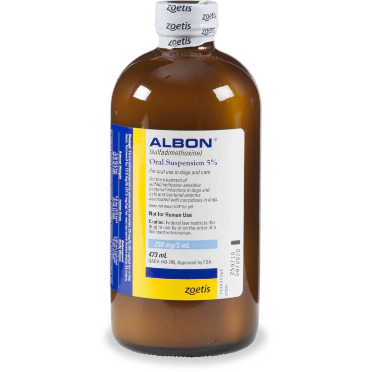 Albon® Oral Suspension 5% (Sulfadimethoxine) for Dogs & Cats 16 oz