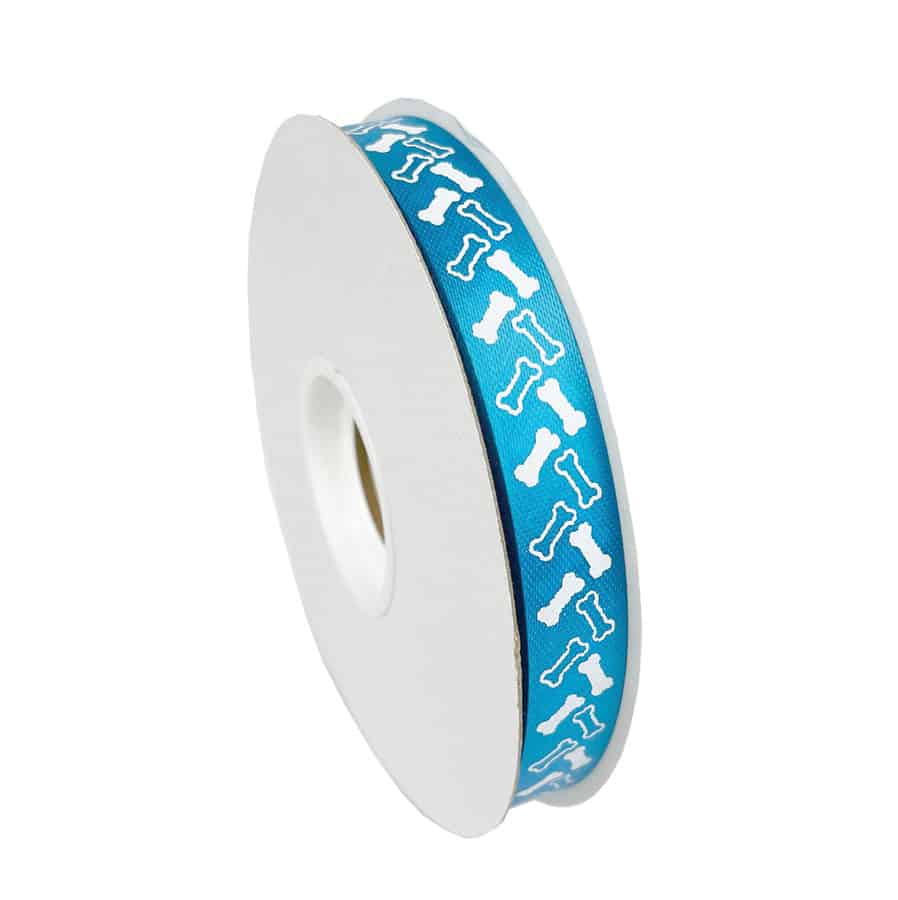 Teal Itty Bitty Bones Ribbon 9/16" x 50 Yards