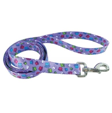 Styles Multi-Color Paw Print Purple Dog Leash 6'