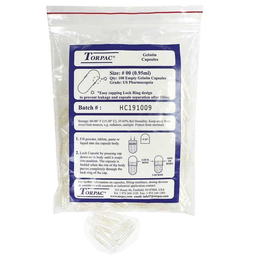 Torpac Empty Gelatin Capsules 100 Ct