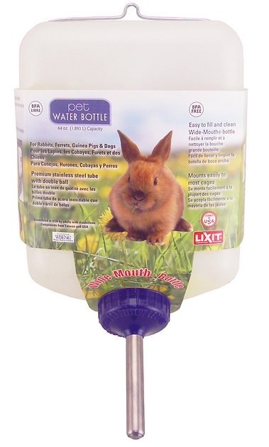 LIXIT Wide Mouth Small Animal Water Bottle 64 oz