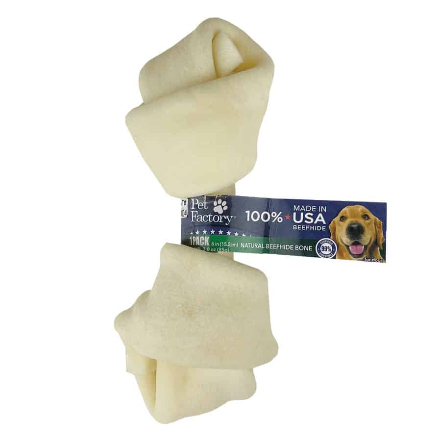 Pet Factory 100% American Beefhide Knotted Bone 6"