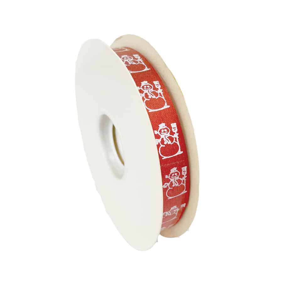 Red with White Snowmen Christmas Ribbon Roll 50 YD