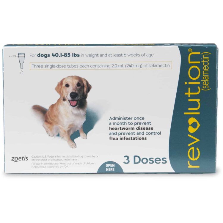 Revolution Topical Flea & Heartworm Protection for Dogs 41-85 lbs (6 pack)