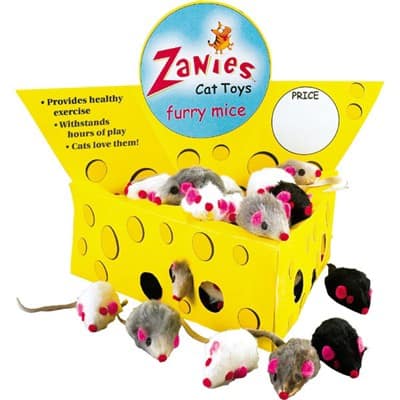 Fur Mice Cat Toy in Cheese Wedge Box 60 Ct