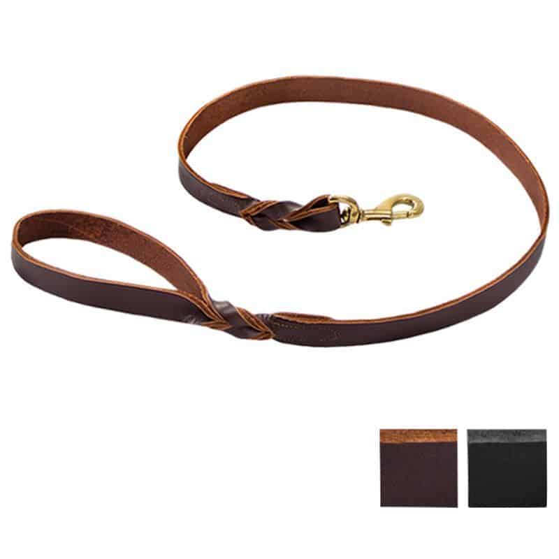 Twisted Brown Latigo Leather Leash 3/4" x 6'