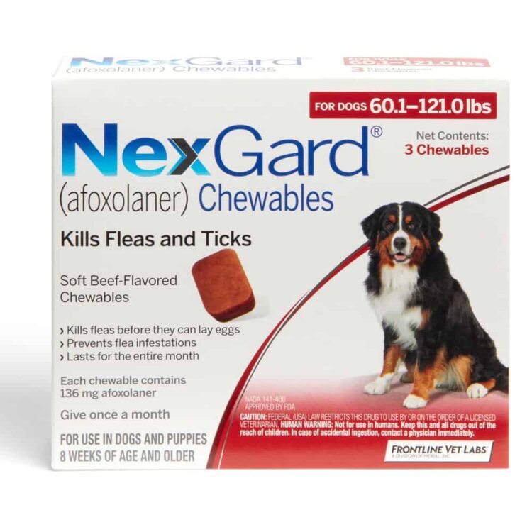 NexGard Chewable Tablets for Dogs 60.1-121 lbs (3 Pack)