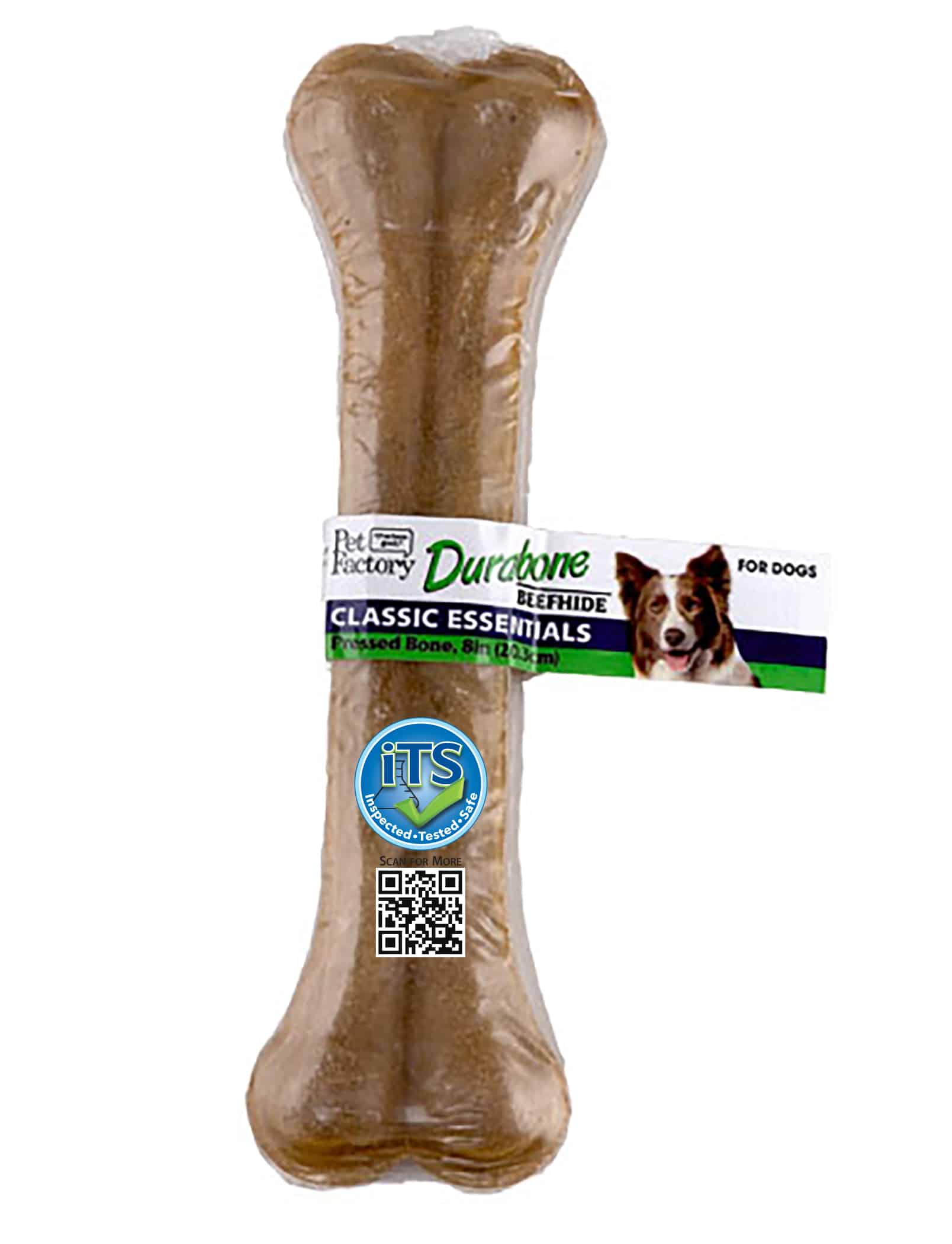 Pet Factory Solid Natural Pressed Rawhide Bone 8"