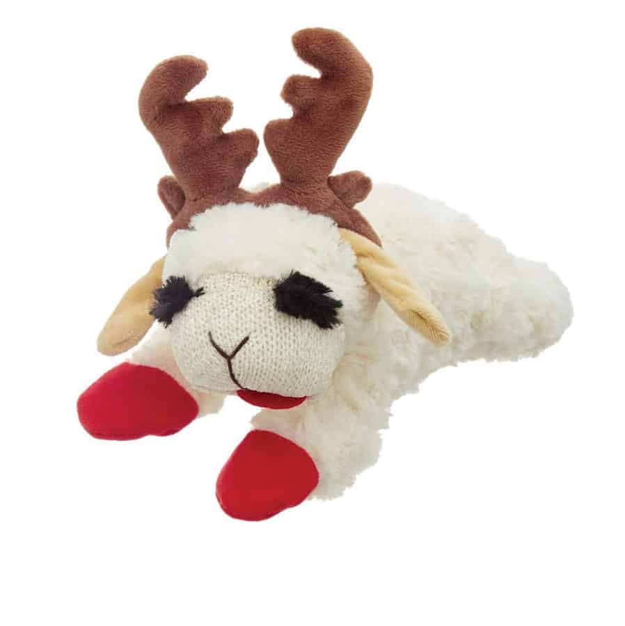 Large Lamb Chop With Antlers Christmas Dog Toy 10"