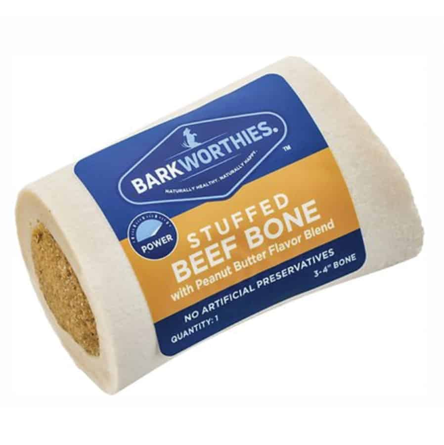 Barkworthies Stuffed Beef Bone Peanut Butter 3-4"