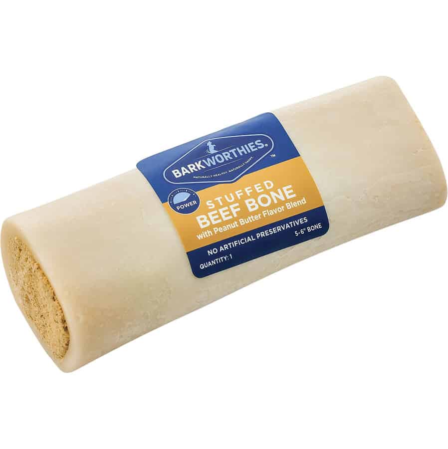 Barkworthies Stuffed Beef Bone Peanut Butter 5-6"