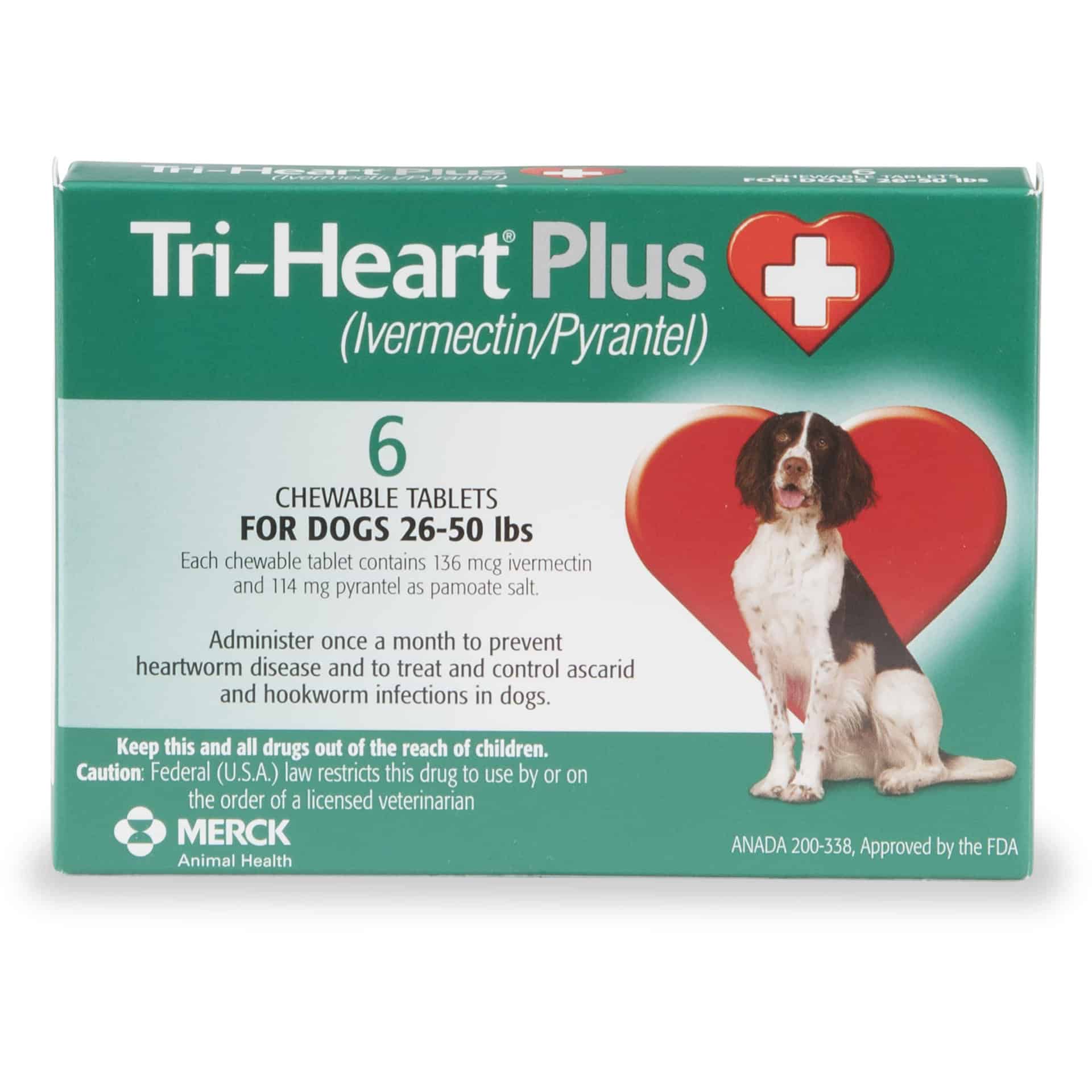 Tri-Heart® Plus Chewable Heartworm Tablets for Dogs 26-50 lbs 6 Pack
