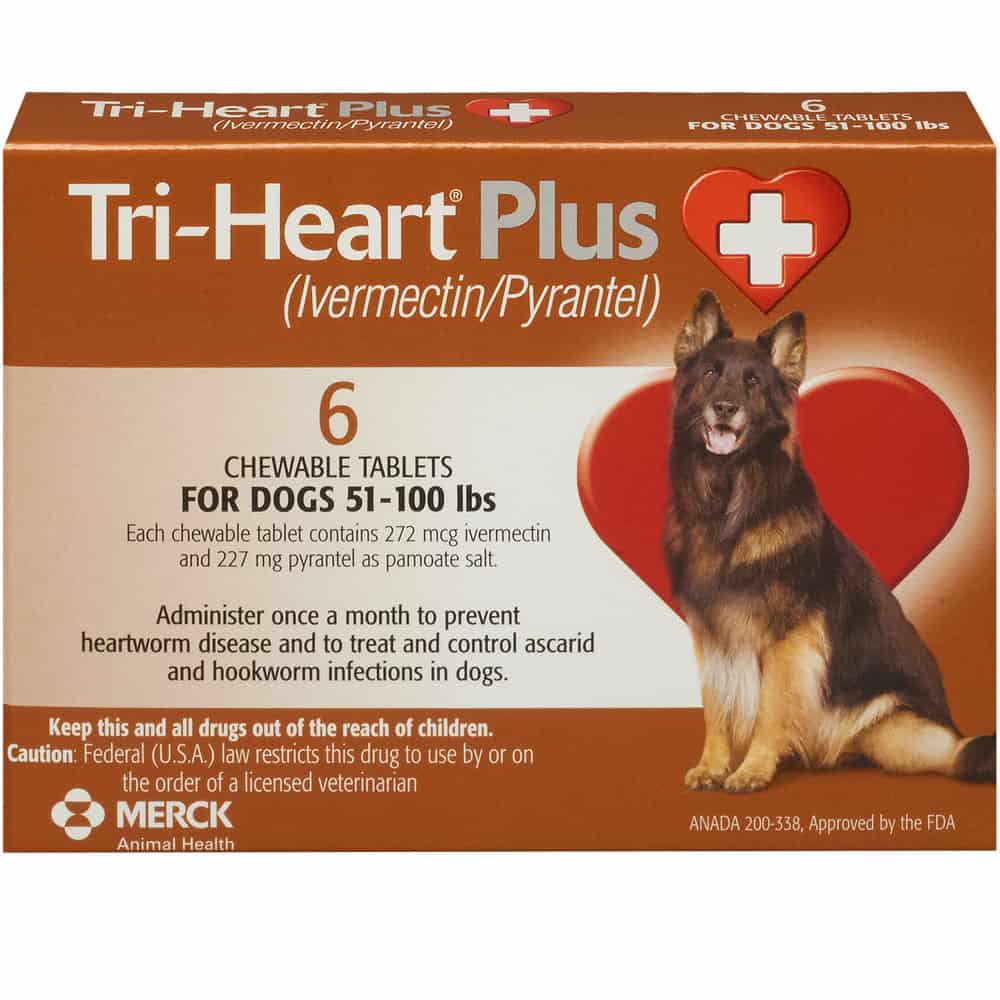 Tri-Heart® Plus Chewable Heartworm Tablets for Dogs 51-100 lbs 6 Pack