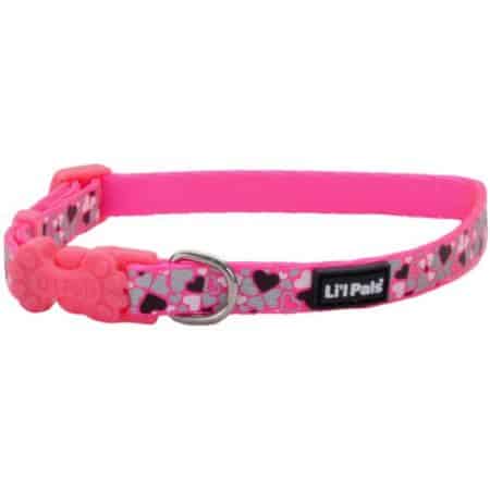 Lil Pals Reflective Dog Collar Pink Hearts