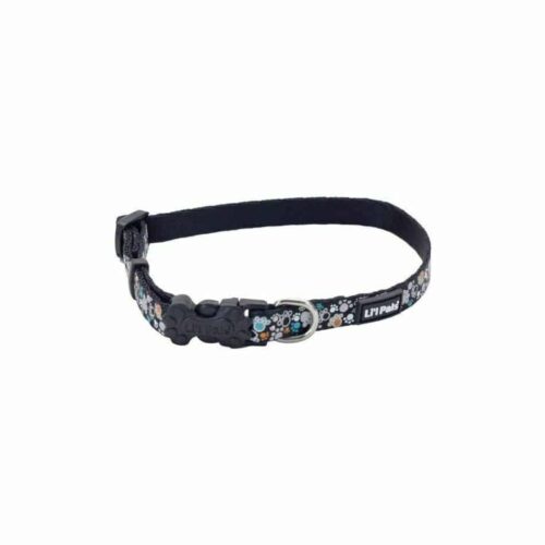 Lil Pals Reflective Dog Collar Black with Paws