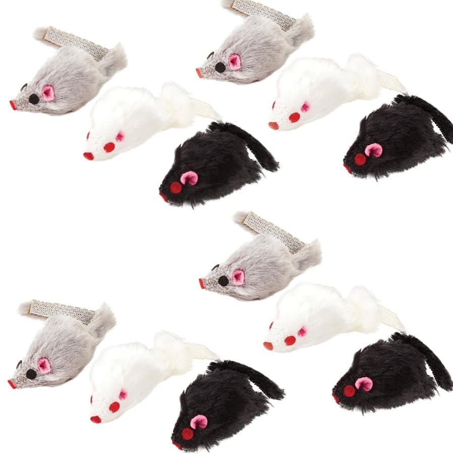Penn-Plax Bag of Fur Mice Cat Toys 12 Ct