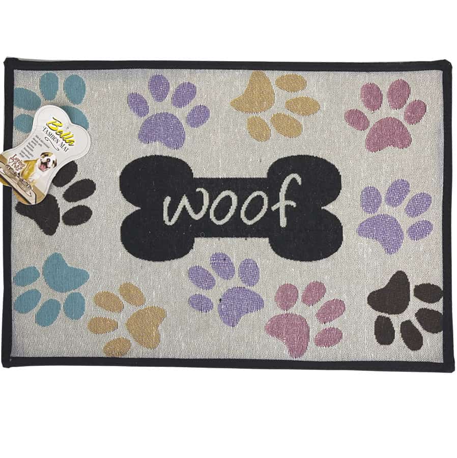Bella Fashion Multicolored Paws Pet Food Mat