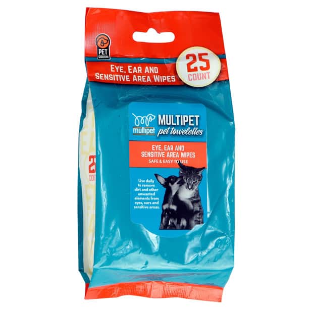 Multipet Sensitive Pet Towelette Wipes 25 Ct