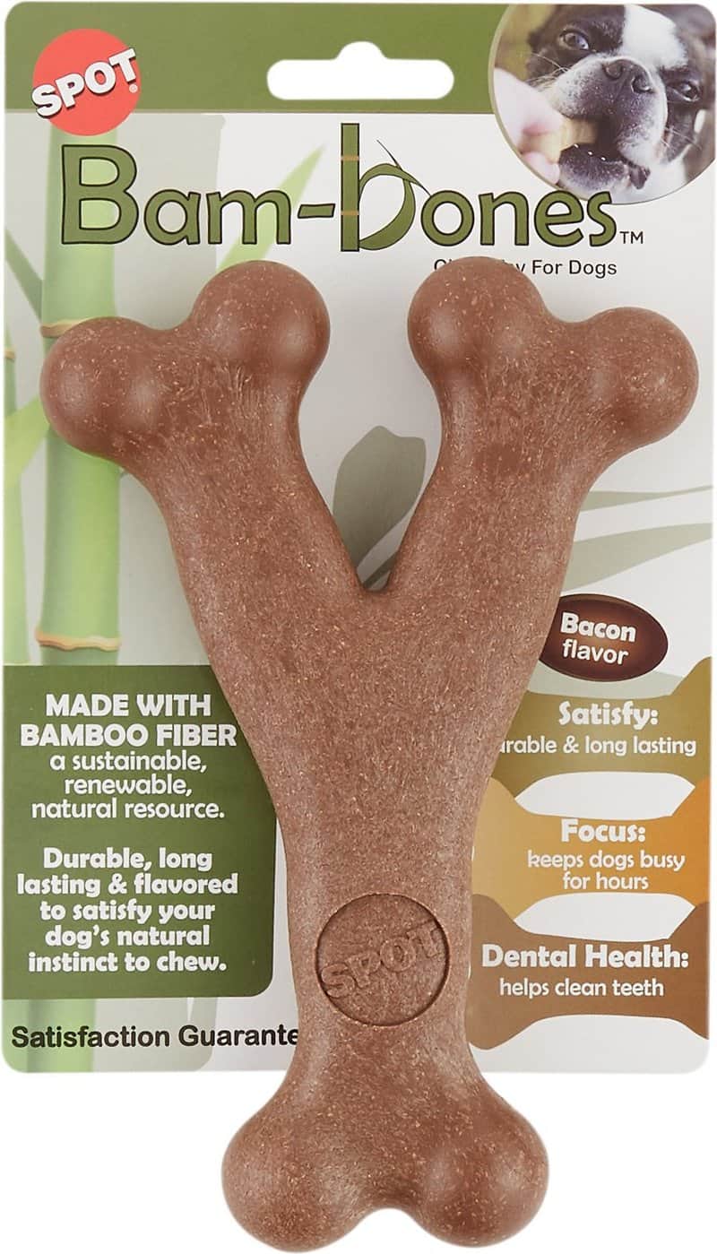 Bambone Wish Bone with Bacon Dog Chew Toy 5.25"