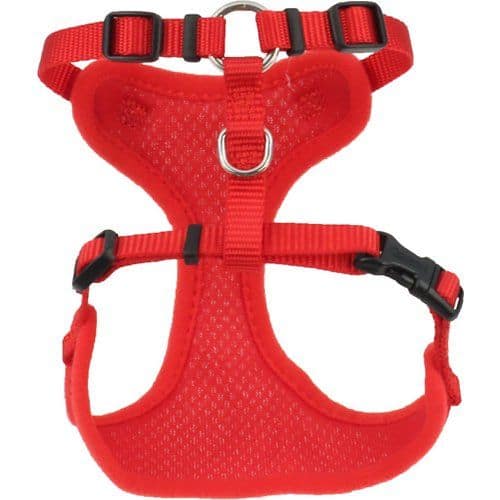 Comfort Soft Adjustable Mesh Cat Harness Red