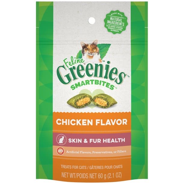 Feline Greenies Smartbites Skin & Fur Health Chicken 2.1 oz