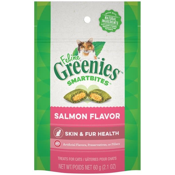 Feline Greenies Smartbites Skin & Fur Health Salmon 2.1 oz