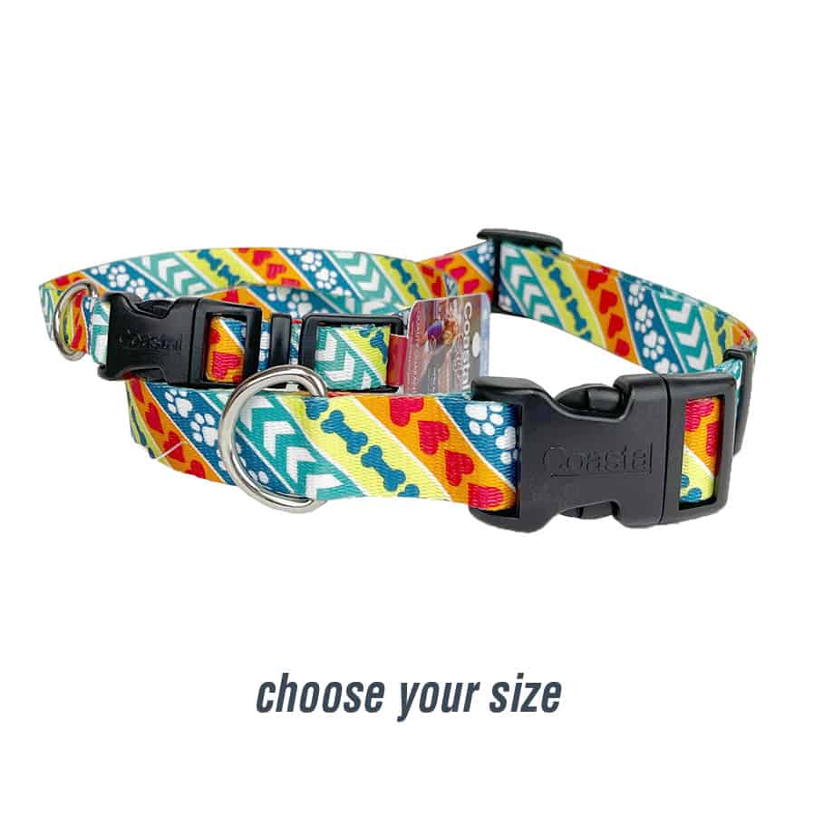 Coastal Styles Peace Love Resuce Adjustable Dog Collar