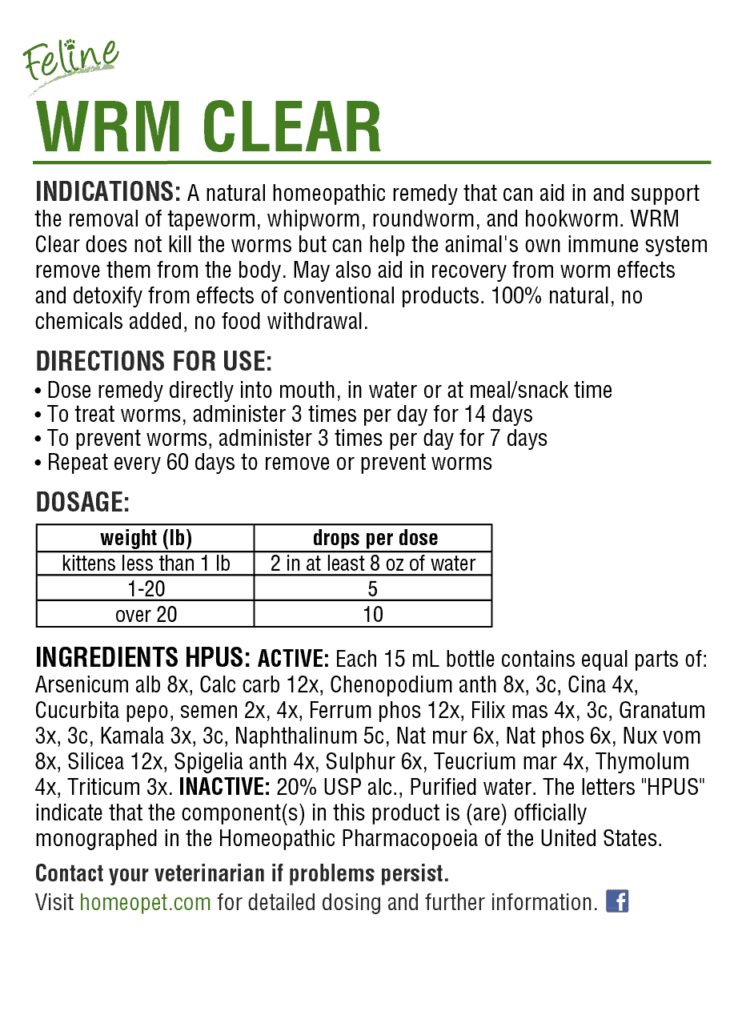 Homeopet Feline WRM Clear Supplement 15 mL