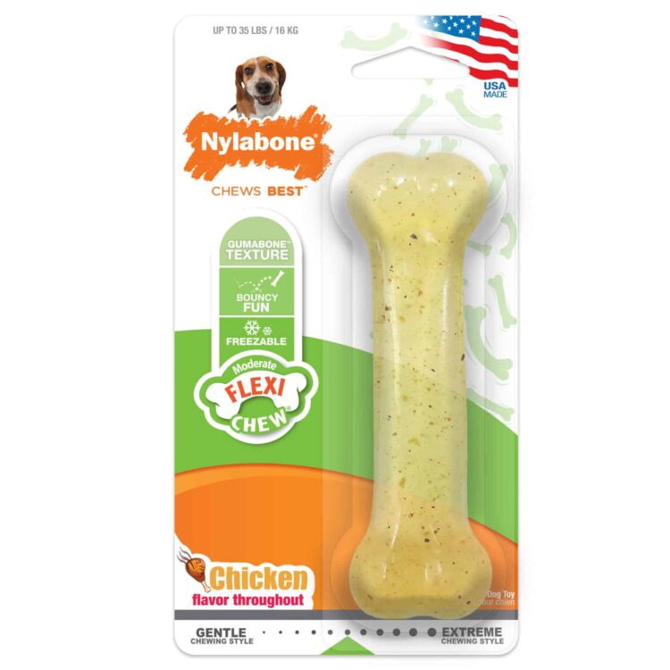 Nylabone Flexi Chew Wolf Size Chicken Bone Dog Toy