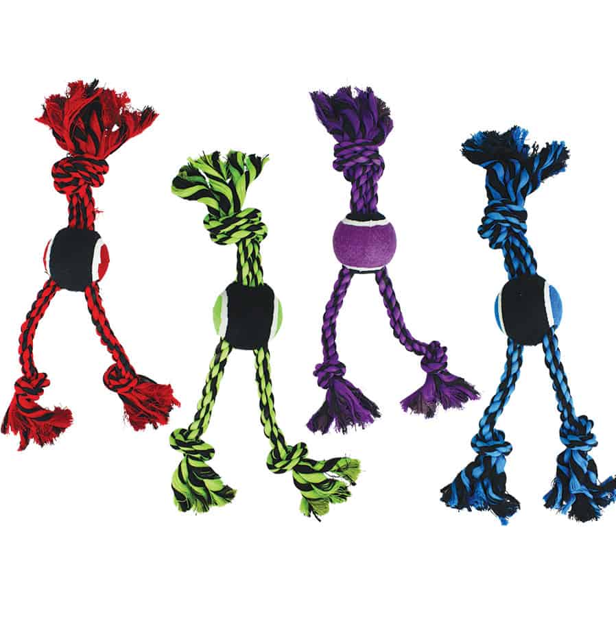 Nuts For Knots Assorted 3-Knot Rope W/Tennis Ball Dog Toy