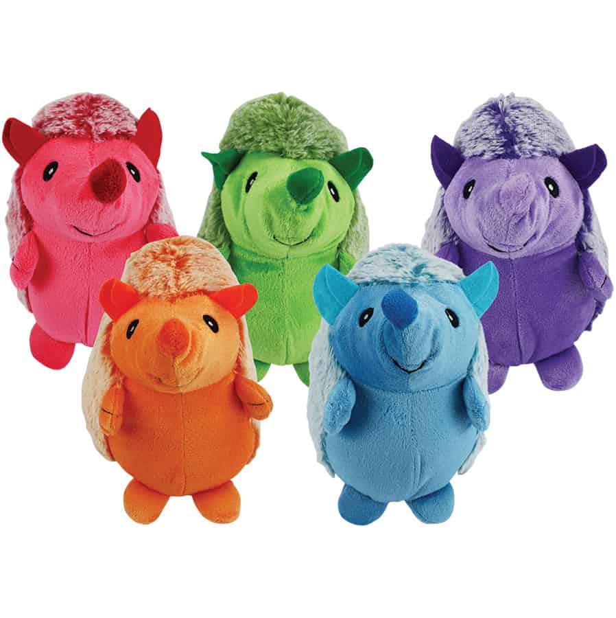 Multipet Assorted Hedgehog Plush Dog Toy 8"