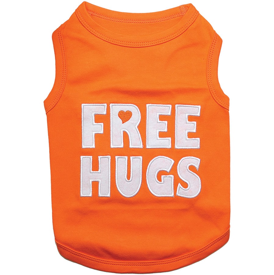 Free Hugs 100% Cotton Orange Dog T-Shirt