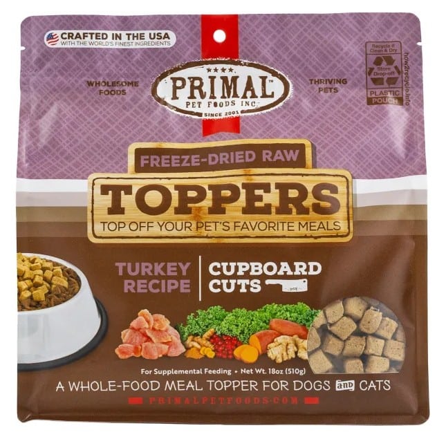 Primal Cupboard Cuts Freeze Dried Dog Food Toppers Turkey 3.5 oz
