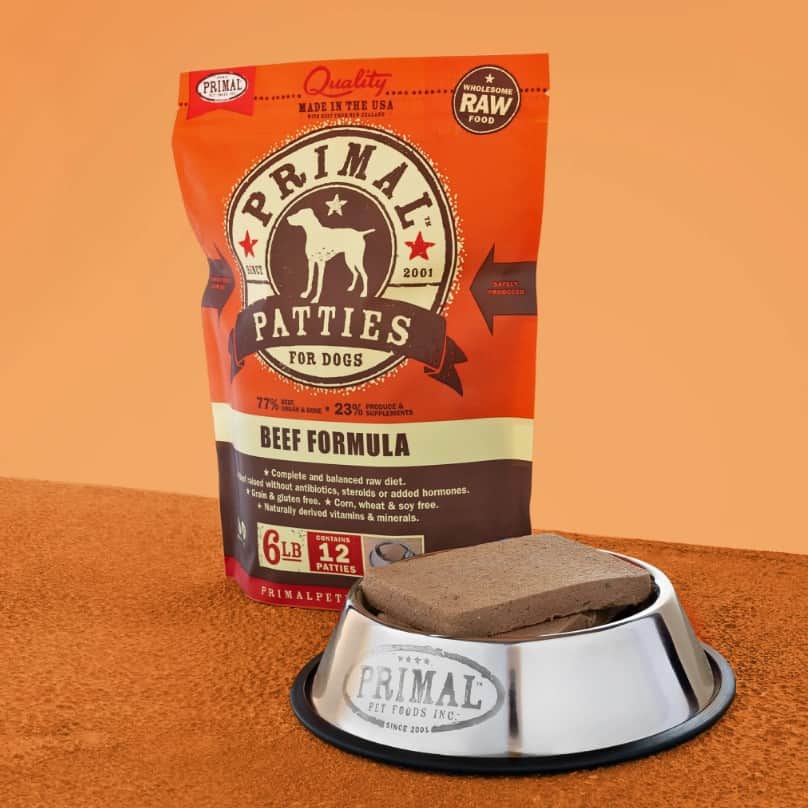 Primal Canine Raw Frozen Beef Patties 6 lb