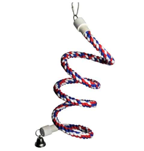 A & E Cages Rainbow Cotton Rope Boing with Bell Bird Toy
