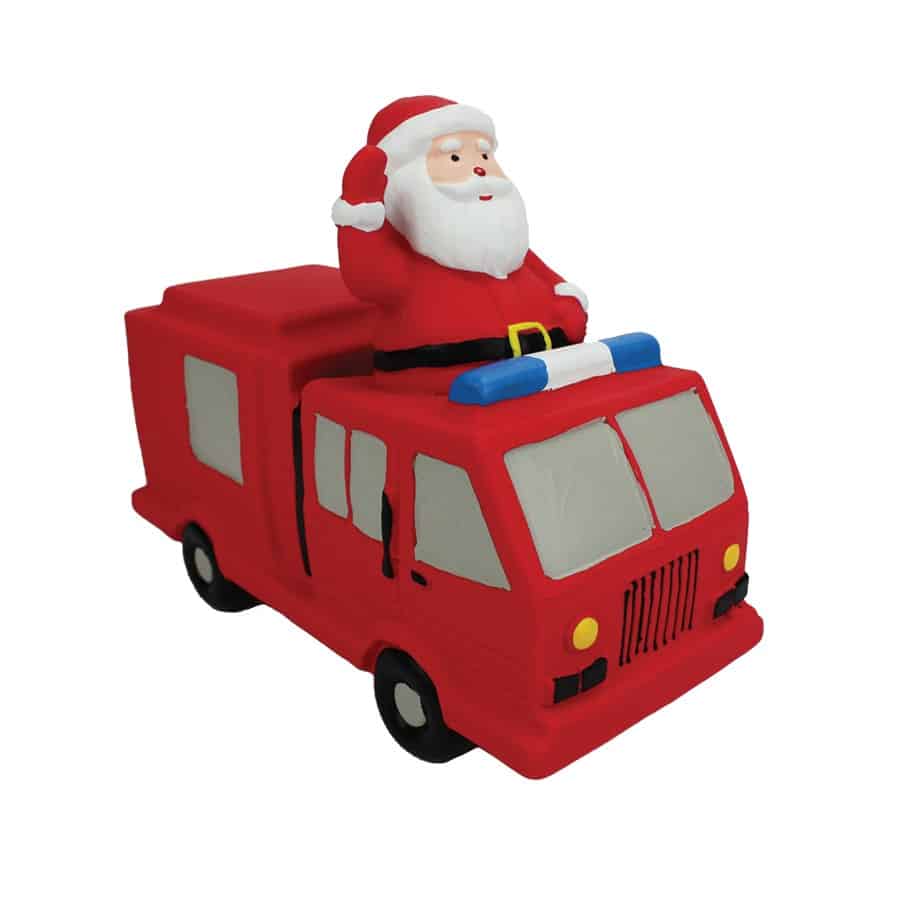 Multipet Latex Fire Truck with Santa Christmas Dog Toy