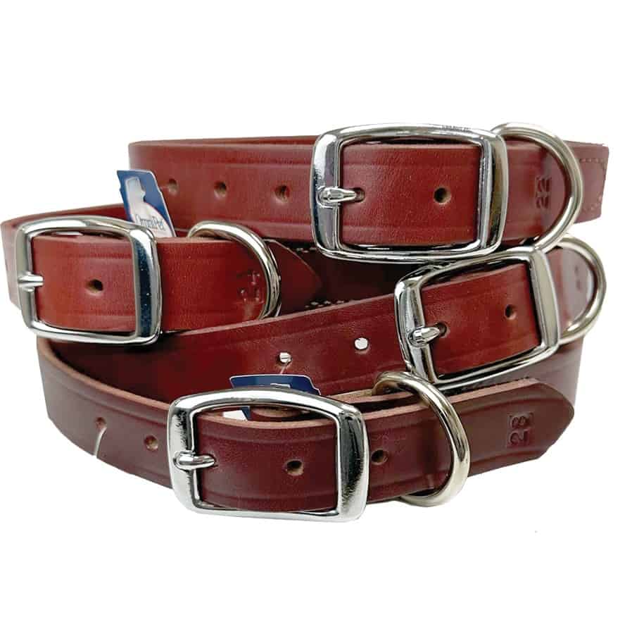 Latigo Brown/Red Leather Dog Collar Large 1"