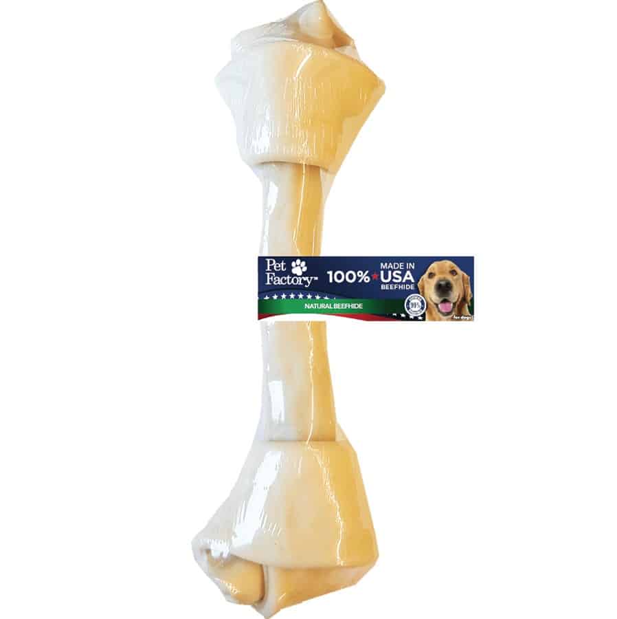 Pet Factory 100% USA Beef Hide Knotted Bone 12-13"
