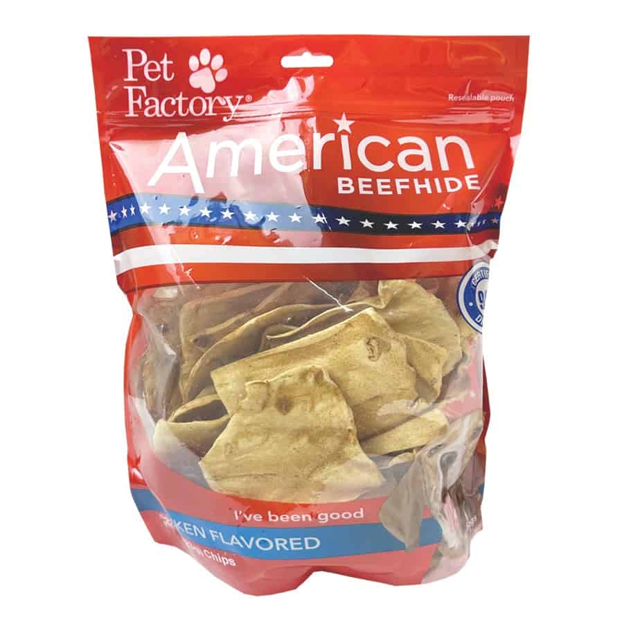 Pet Factory American Beefhide Chicken Flavored Rawhide Chips 22 oz