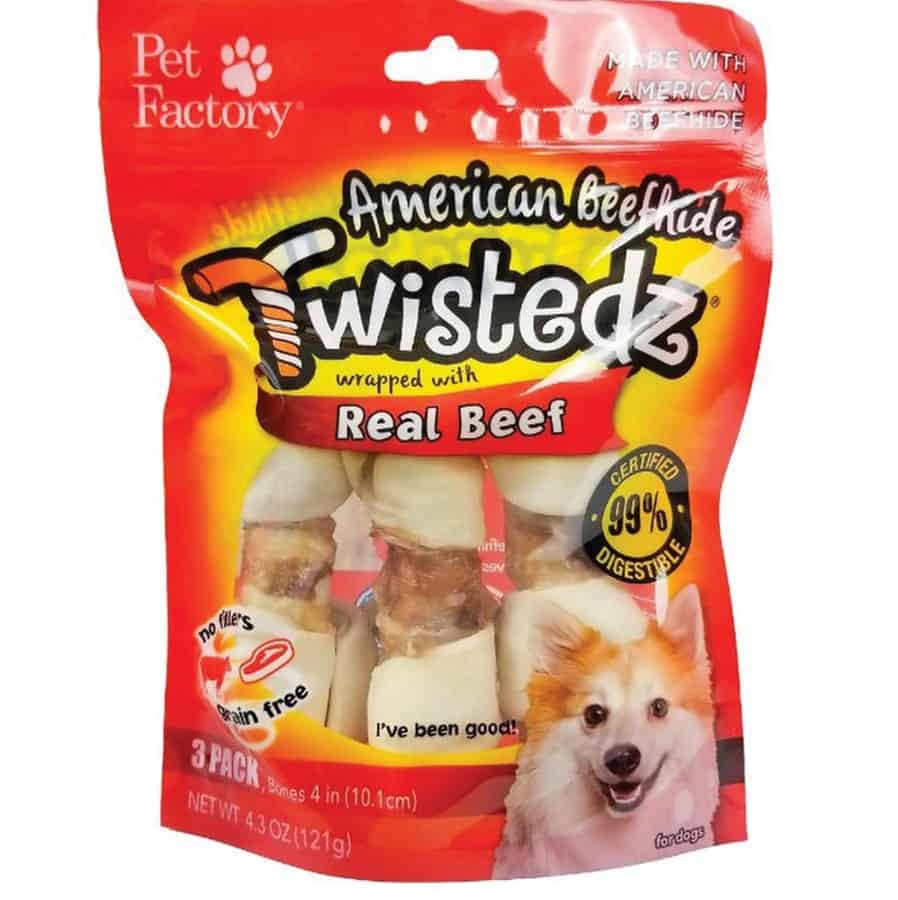 Pet Factory Twistedz 4-5″ Beef hide Beef Bone 3 Ct