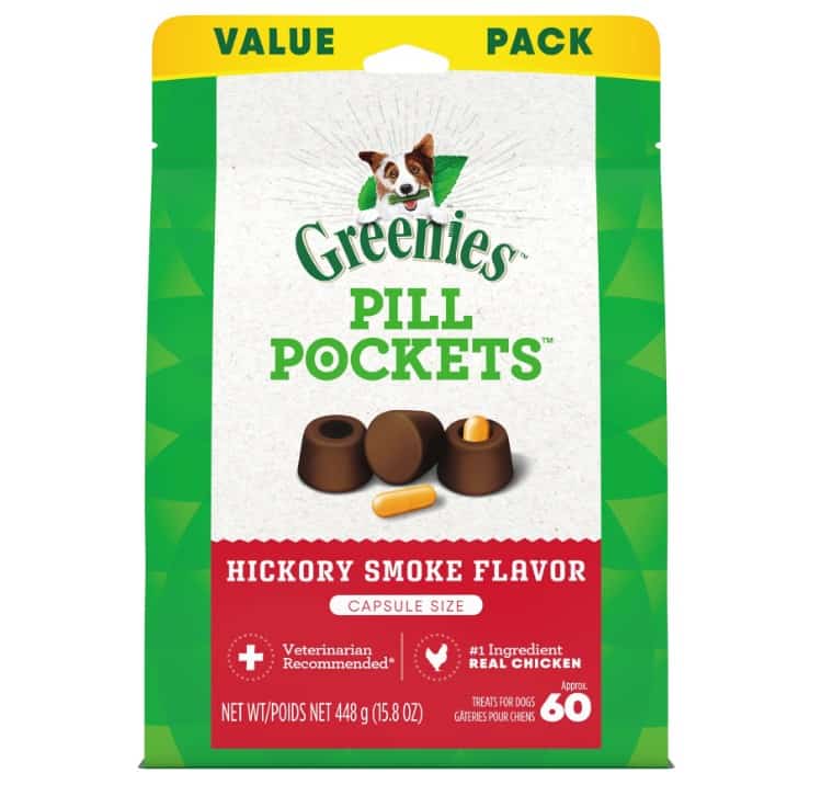 Greenies Pill Pockets for Dogs Capsule Size Hickory Smoke 60 Ct