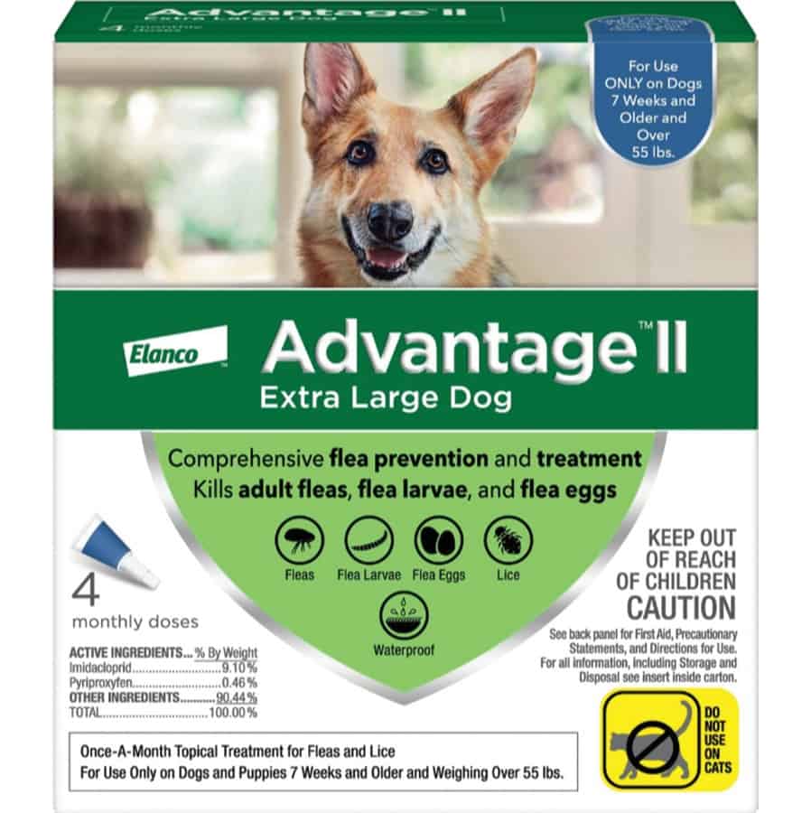 Advantage II Flea Spot-On for X-Large Dogs Over 55 lbs 4 Pack