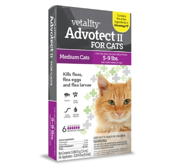 Vetality Advotect II for Cats Flea Control Drops 5-9 lbs 6 Ct
