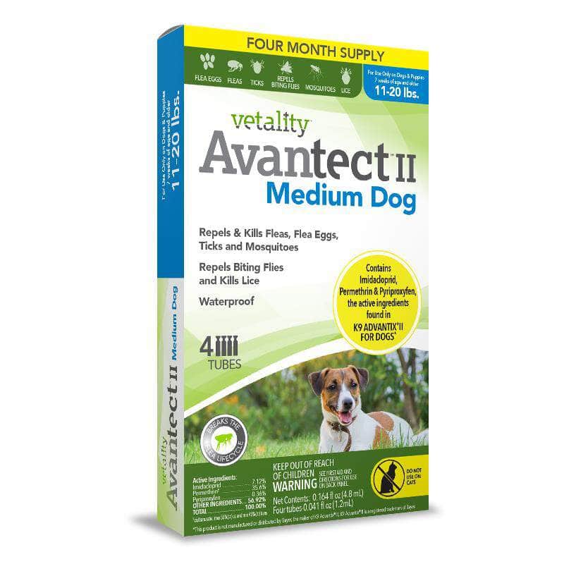 Vetality Avantect II Flea Spot-On Medium Dog 11-20 lbs, 4 Doses