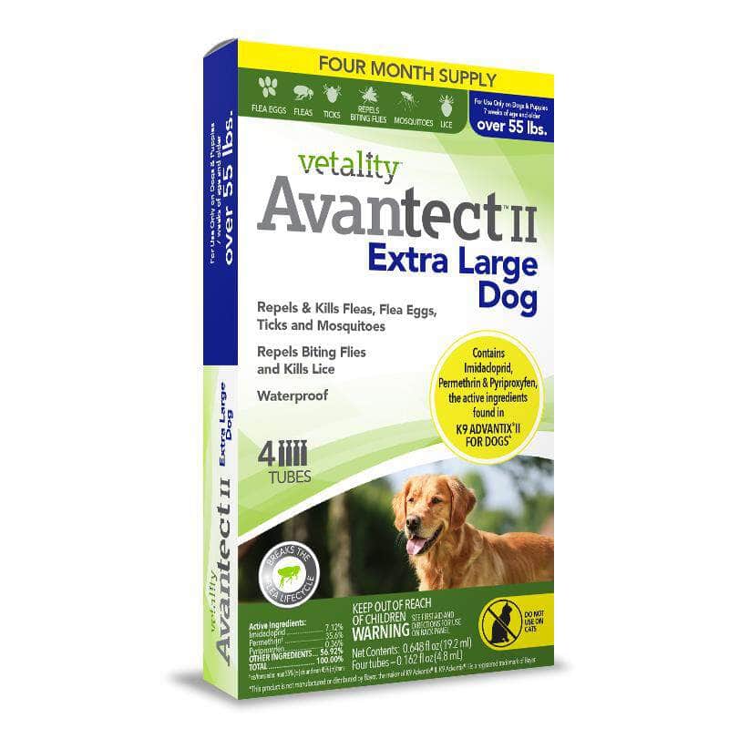 Vetality Avantect II Extra Large Dog Flea Spot-On Over 55 lbs, 4 Doses