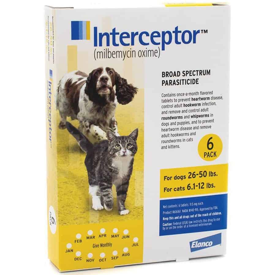 Interceptor® Oral Preventative for Dogs 26-50 lbs 6 Pack
