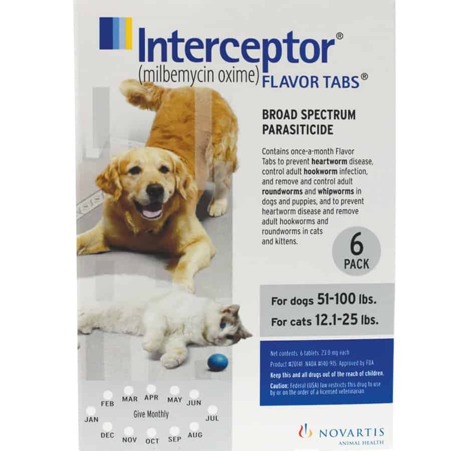 Interceptor® Oral Preventative for Dogs 51-100 lbs 6 Pack