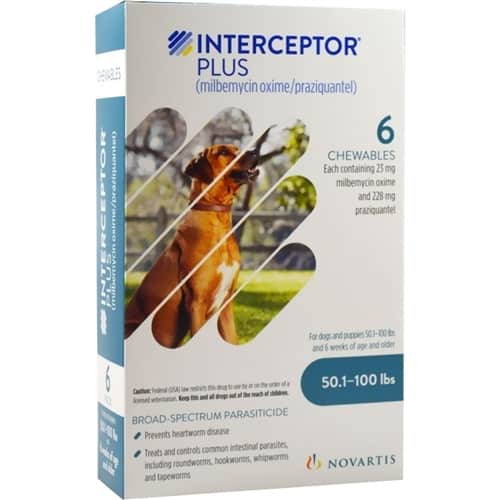 Interceptor PLUS Chewable Tablets Dogs 50.1-100 lbs 6 Pack