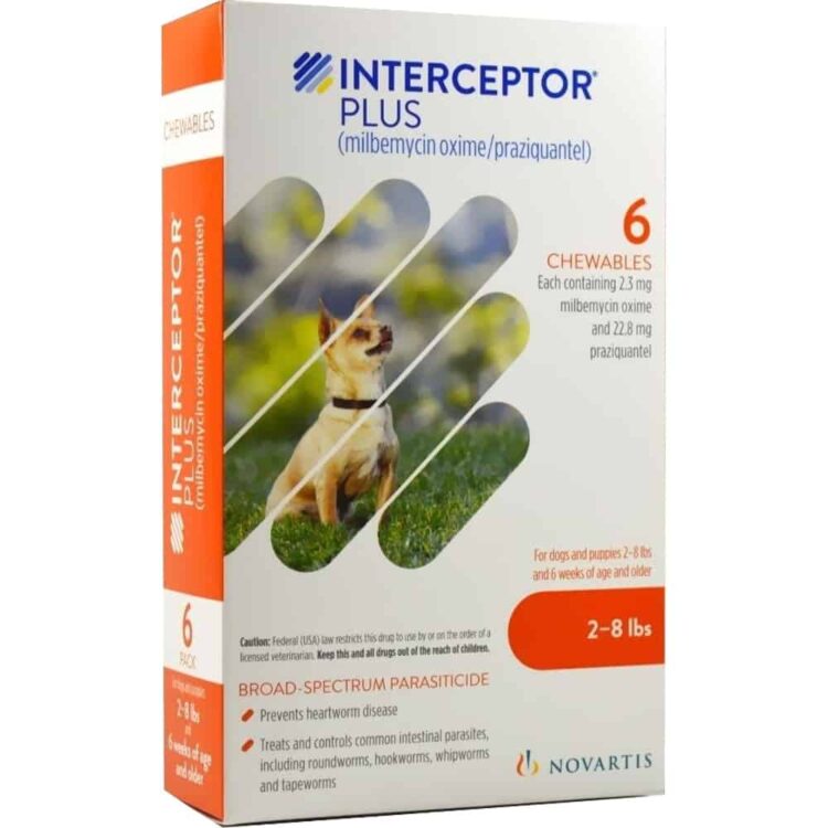 Interceptor PLUS Chewable Tablets Dogs 2-8 lbs 6 Pack