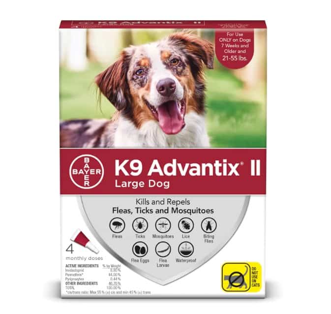 K9 Advantix II Flea, Tick & Mosquito Prevention for Large Dogs 21-55 lbs 4 Pack
